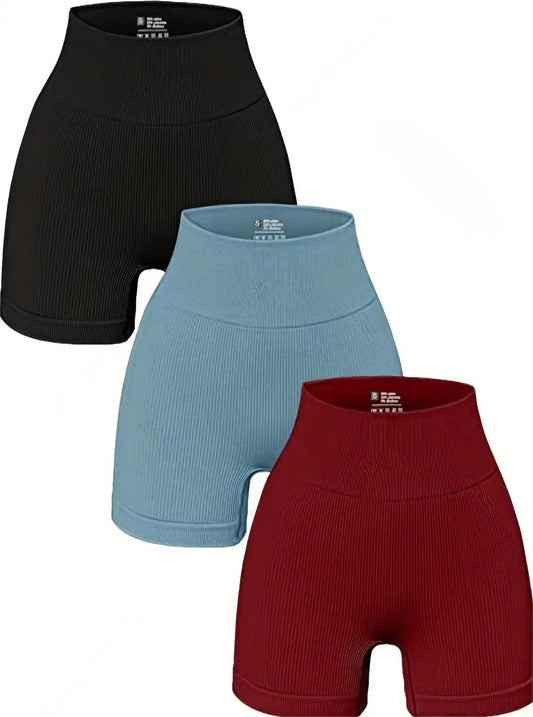 3 Seamless High-Waisted Shorts